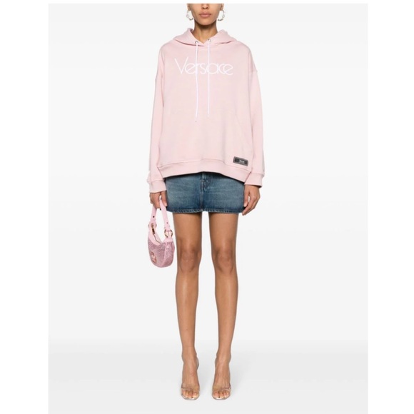 Versace 1978 Re-Edition logo-embroidered Pale pink hoodie in 48 - Picture 1 of 9
